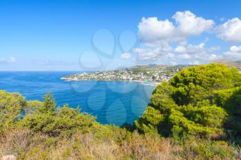 Landscape of Mediterranean sea coast. Bay of Gaeta, Italy