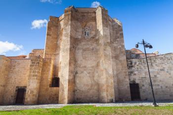 Basilica Cathedral of Santa Maria la Menor, rear facade. Colonial Zone of Santo Domingo, Dominican Republic. It is the oldest cathedral in the Americas, begun in 1512 and completed in 1540