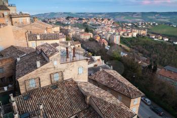 Cityscape of Fermo. Roofs of old town, Italy