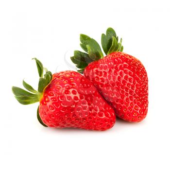 Two fresh strawberries isolated on white