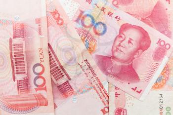 Chinese yuan renminbi banknotes, close up photo background