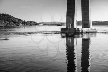 Skarnsund bridge bearing, modern automotive cable-stayed concrete bridge in Norway
