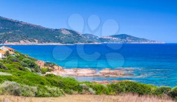 Summer panoramic coastal landscape of South Corsica. Piana region, France