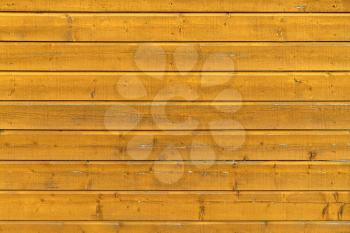 Yellow rural wooden wall, close-up background photo texture