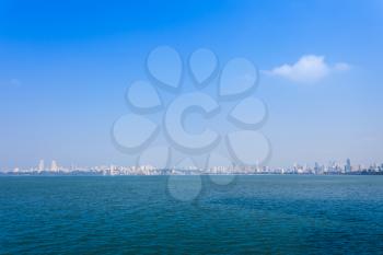 Mumbai skyline view from Marine Drive in Mumbai, India