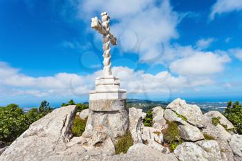 Cross on the top a hill near Pena National Palace, Sintra, Portugal