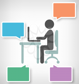 Infographic Element with Flat Workplace Icon on Grayscale Background
