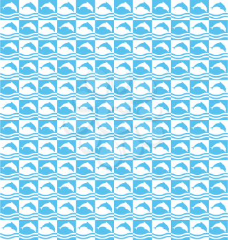 Summer water mosaic pattern with dolphins