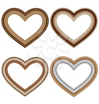 Four hearts love frames isolated on white background