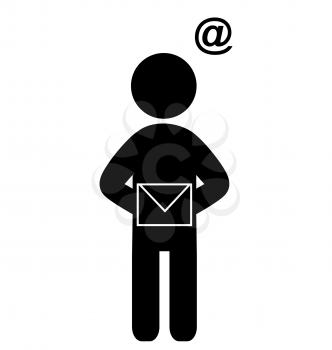 Man with mail flat icon pictogram isolated on white background