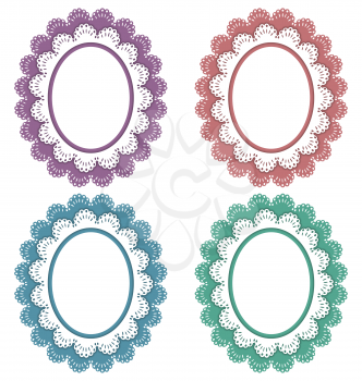 Four lace multicolored frames isolated on white