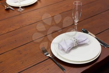 Table set on wooden table