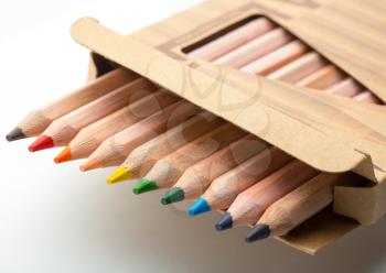Colorful pencils in a row