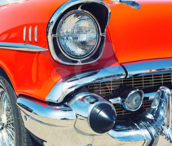 Closeup of retro car headlight