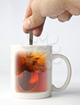 Transparent cup of tea. Look inside