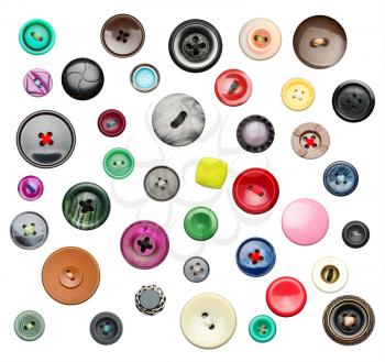 Many colorful buttons isolated on white