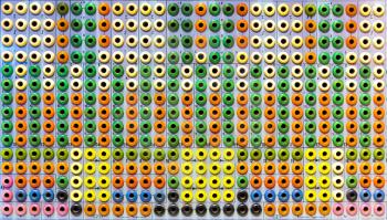 Retro panel with many colorful jacks in computer museum USA