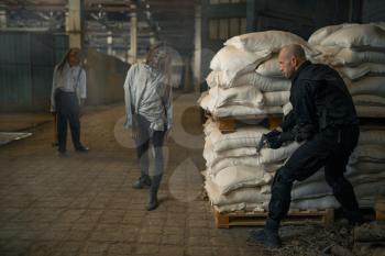 Military man hides from zombies in abandoned factory. Horror in city, creepy crawlies, doomsday apocalypse, bloody evil monsters