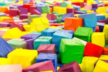 Colorful soft baby cubes closeup. Kids playgroung equipment