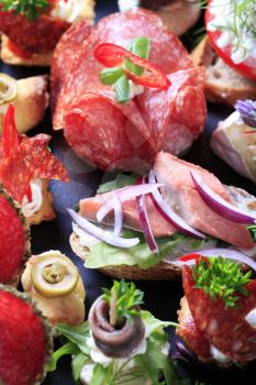 Variety of hors d'oeuvres - detail view