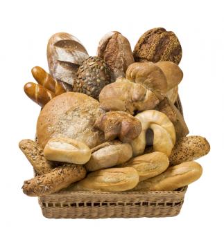 Various types of bread in a basket