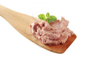 Liver pate on a wooden spoon - studio