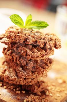 Stack of wholegrain nutty cookies - detail