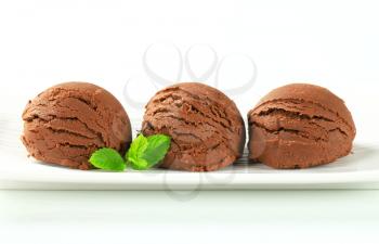Scoops of chocolate almond ice cream