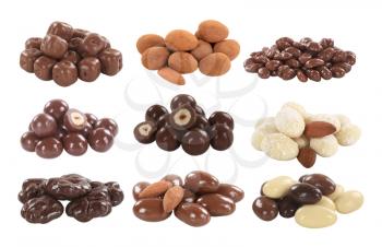 Chocolate covered nuts and dried fruit - cutout
