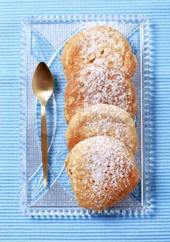 Pancakes sprinkled with powdered sugar - overhead