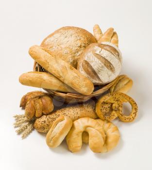 Variety of fresh bread in a basket