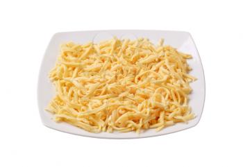 Plate of grated yellow cheese