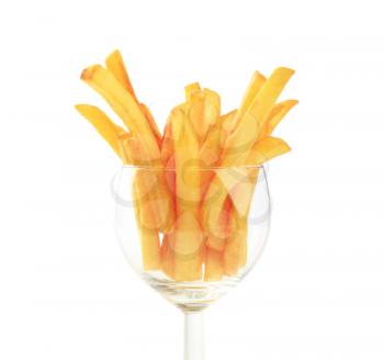 French fries in a wine glass - closeup