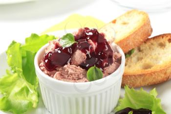 Delicious liver pate with cranberry sauce