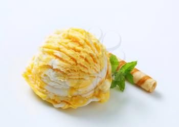 Scoop of yellow white ice cream