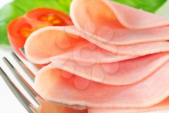 Detail of thinly sliced ham