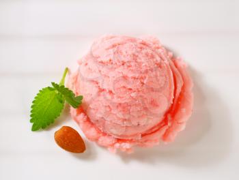 Scoop of pink fruit sherbet 