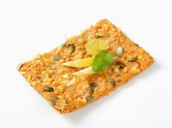 Whole grain cracker with cheddar and pepitas