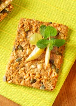 Whole grain cracker with cheddar and pepitas
