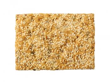 Whole wheat crackers with sesame seeds and chopped herbs