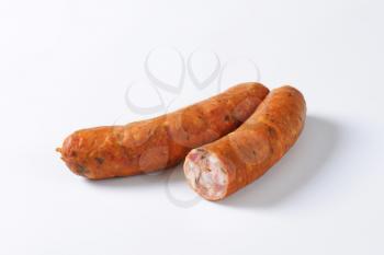 Sausages made from pork meat with pieces of fat