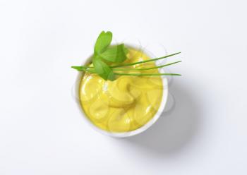 Bowl of smooth Dijon mustard