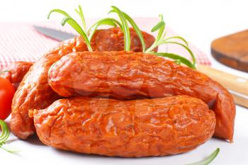 Kielbasa Mysliwska - Lightly smoked and dried Polish sausages with wrinkled skin