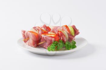 pork Shish kebabs with red pepper and onion