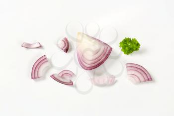 pieces of fresh red onion