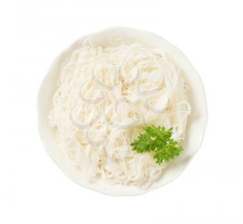 bowl of cooked thin rice noodles