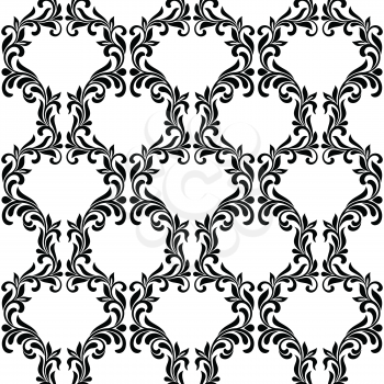 Damask Seamless Vector Pattern in Black and White colors.  Elegant Design in Royal  Baroque Style. Floral and Swirl Element.  Ideal for Textile Print and Wallpapers.