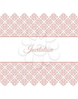 Elegant invitation card. layout with pink vintage ornament. 
