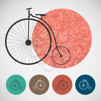 Vector set of bicycle on colored backgrounds.