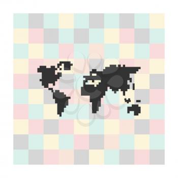 Vector pixel icon map on a square background.